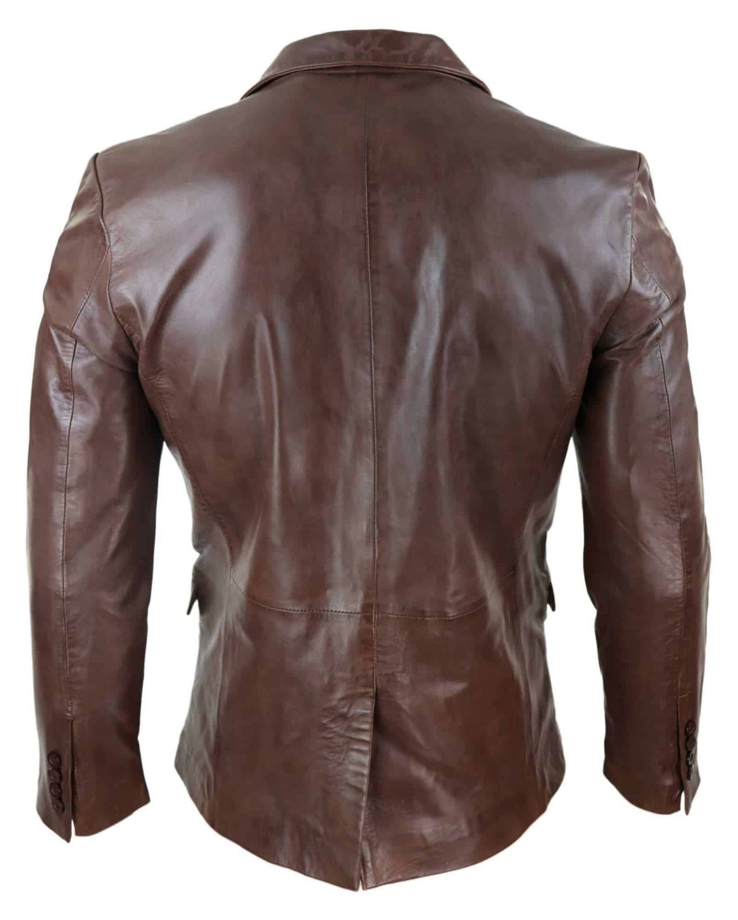 Miesten Slim Fit Ruskea Nahkableiseri