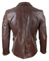 Miesten Slim Fit Ruskea Nahkableiseri