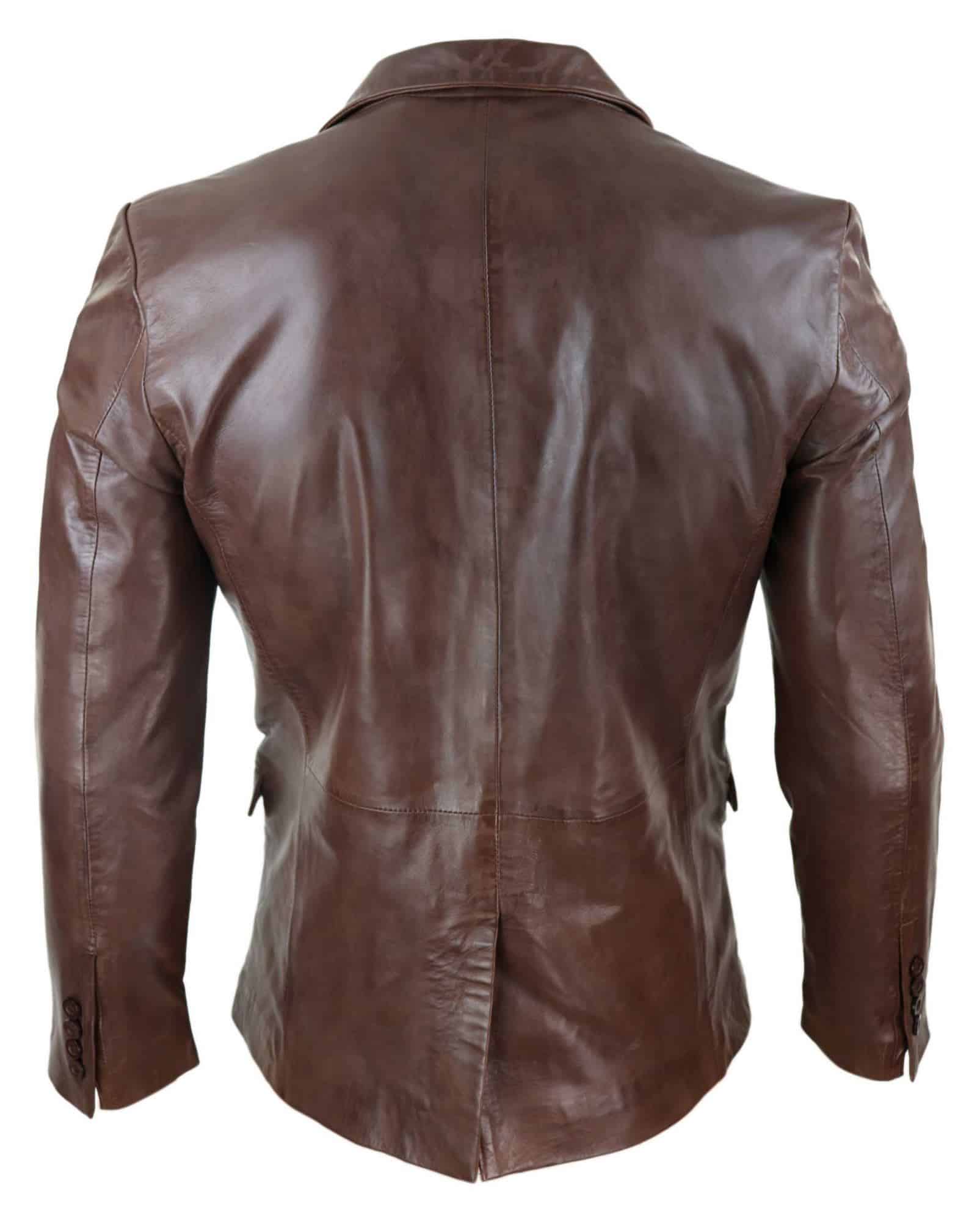 Miesten Slim Fit Ruskea Nahkableiseri
