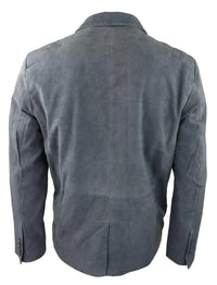 Miesten aito mokkanahkainen bleiserityylinen nahkatakki, miesten klassinen vintage-tyylinen rento harmaa