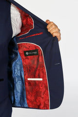 Mark - Miesten tummansininen ruudullinen kolmiosainen mittatilaustyönä tehty puku