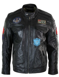 Aviatrix Real Leather Marker miesten musta vetoketjullinen takki, merkkikuviolla, kilpa-ajopilotin rento käyttökokemus