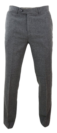Miesten tummanharmaat kalanruotokuvioiset tweedhousut