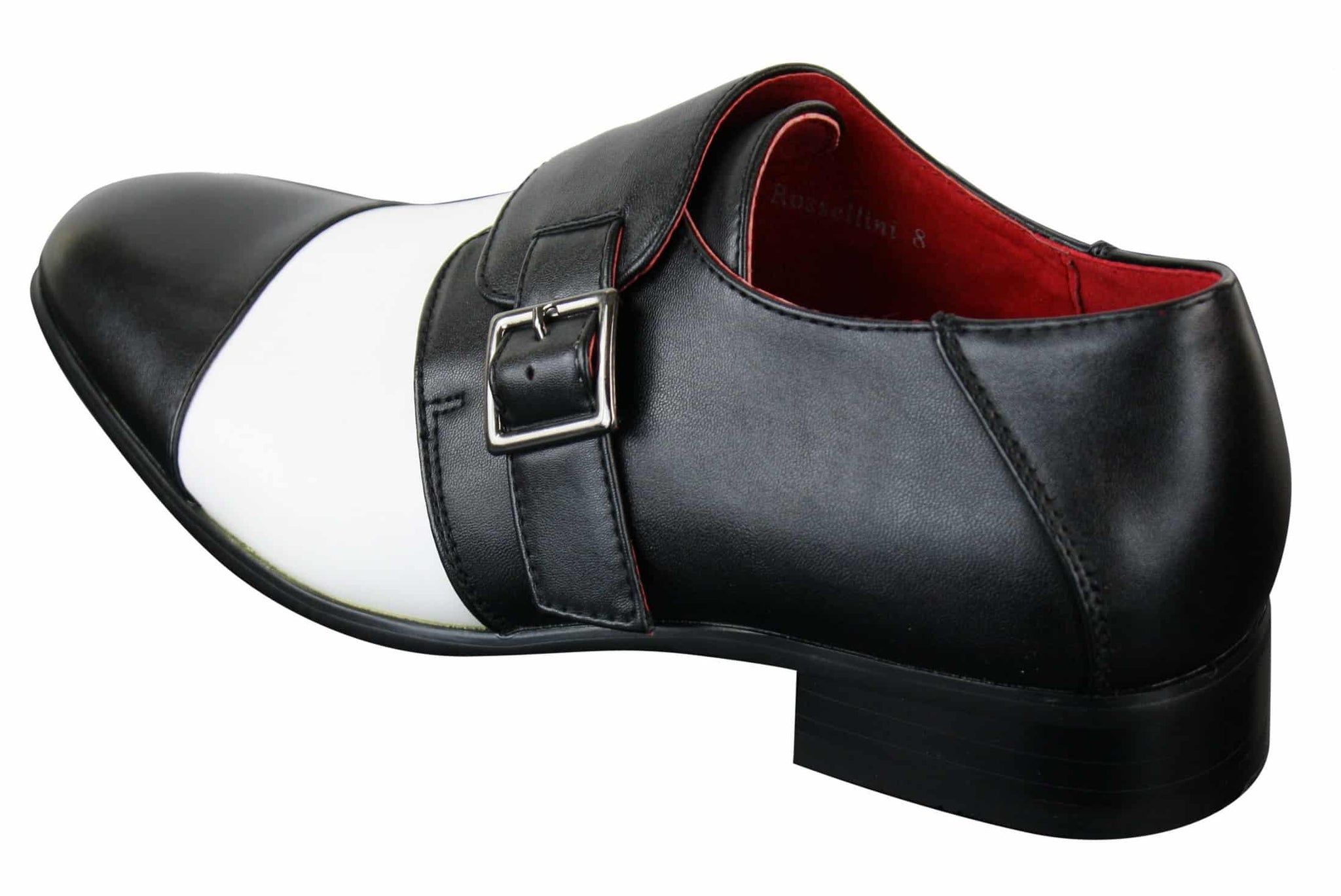 Miesten slip-on-solkivyö nahkaisella sisäpuolella, tyylikkäät muodolliset mustavalkoiset kengät italialaisella muotoilulla