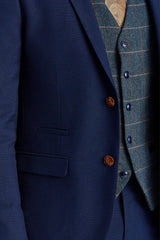 Mayfair Navy -teksturoitu puku ja Harris Navy -kontrastivärinen tweed-liivi