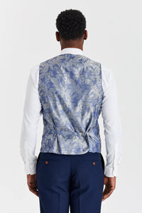 Mayfair Navy -teksturoitu puku ja Harris Navy -kontrastivärinen tweed-liivi