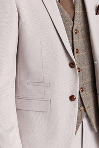 Mayfair Stone -kuvioitu puku ja Harrisinruskea tweed-liivi