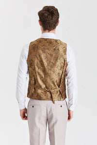 Mayfair Stone -kuvioitu puku ja Harrisinruskea tweed-liivi
