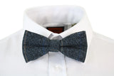 Miesten siniset tweed-kuvioiset kalanruotokuvioiset Marc Darcy -rusetit, vintage retrokuviolla