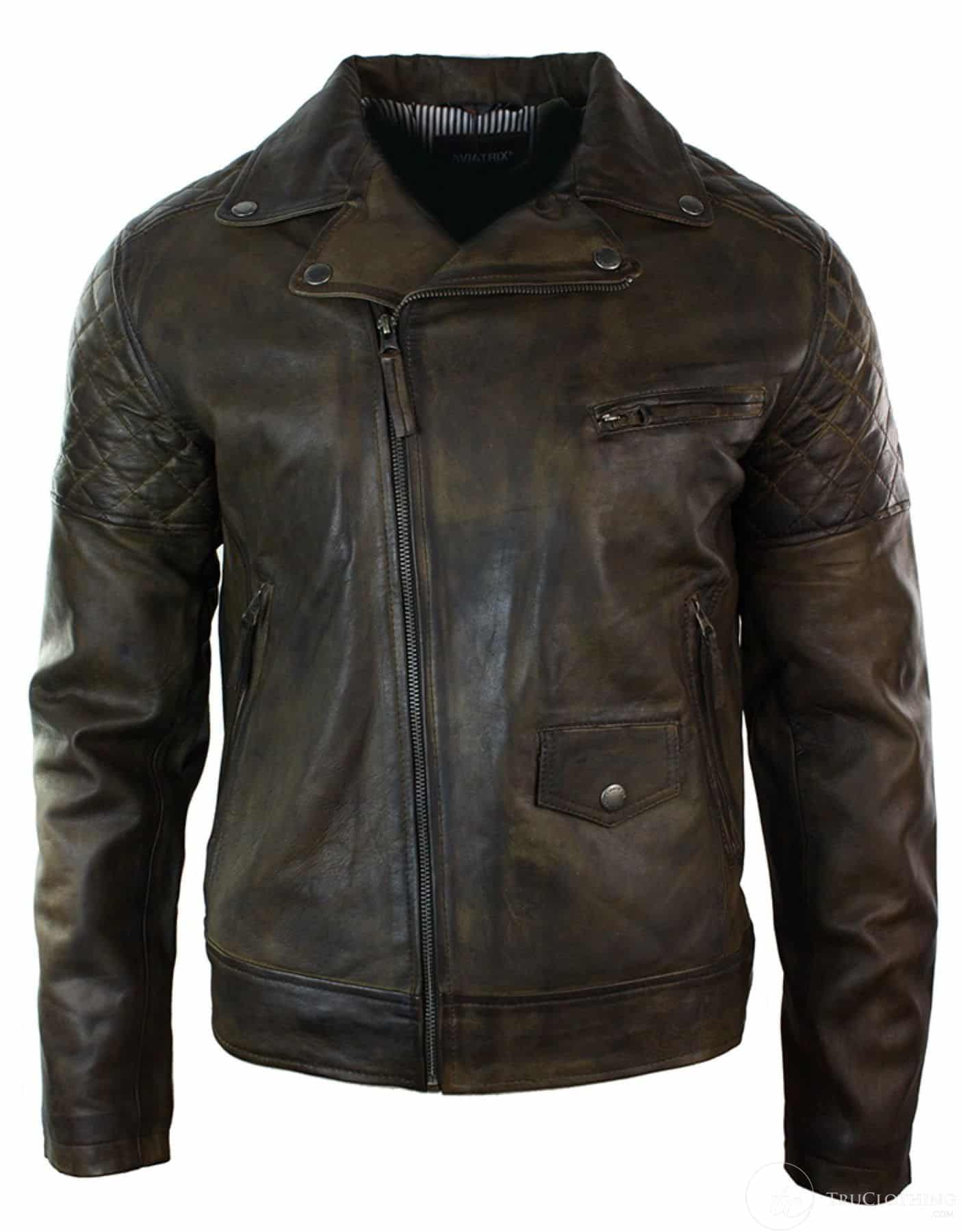 Aitoa nahkaa, vintage-tyylinen pesty ruskea, musta, viininpunainen, sininen, puuta, miesten biker-takki, ristivetoketjullinen, retro, rento-ruskea