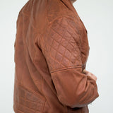 Aitoa nahkaa, Vintage Washed Brown Timber -miesten biker-takki, ristivetoketjullinen, retrotyylinen, rento - Nevada Timber