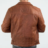 Aitoa nahkaa, Vintage Washed Brown Timber -miesten biker-takki, ristivetoketjullinen, retrotyylinen, rento - Nevada Timber