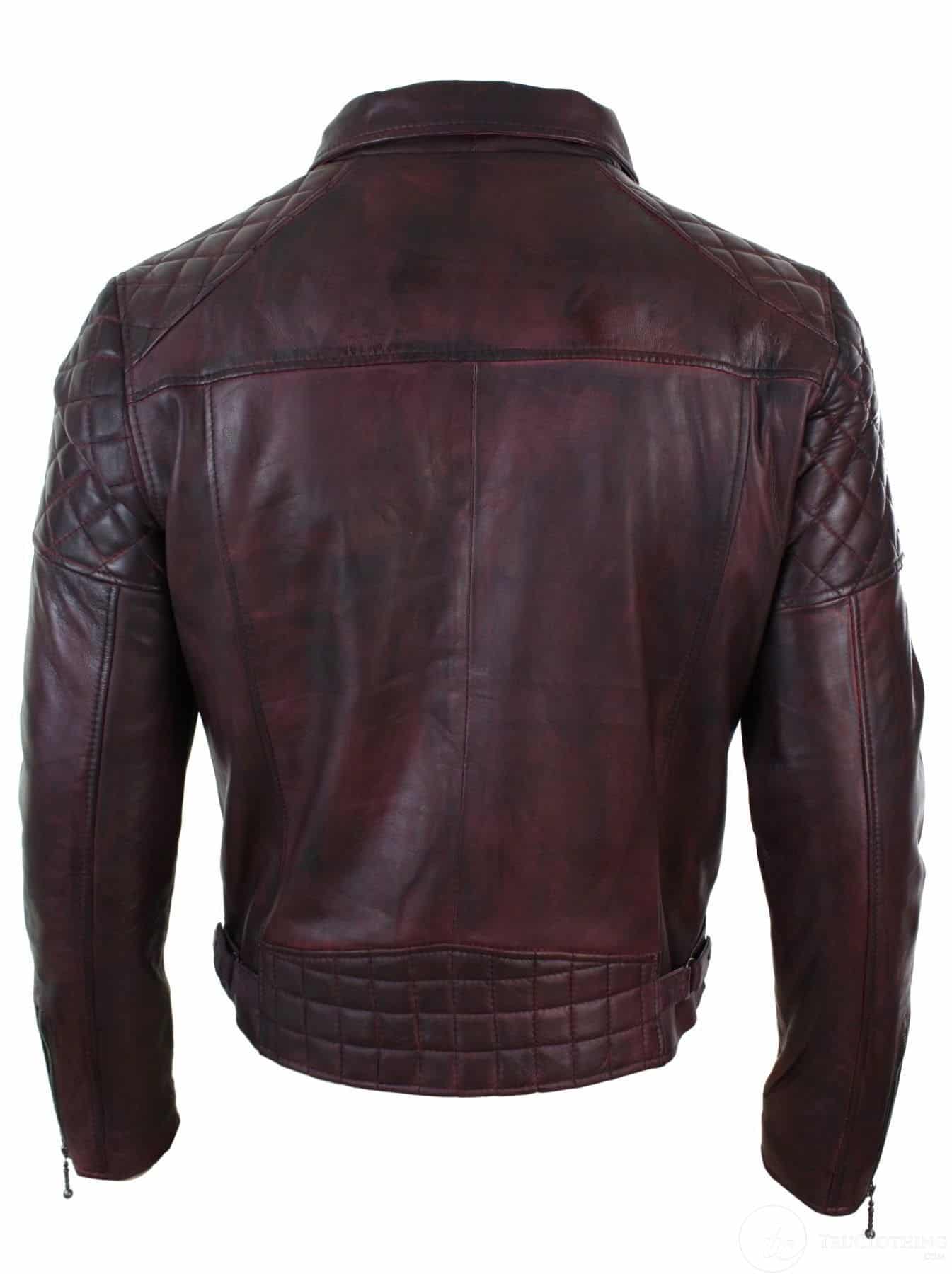 Aitoa nahkaa, vintage-tyylinen pesty ruskea, musta, viininpunainen, sininen, puuta, miesten biker-takki, ristivetoketjullinen, retro, rento - Pepsi Burgundy
