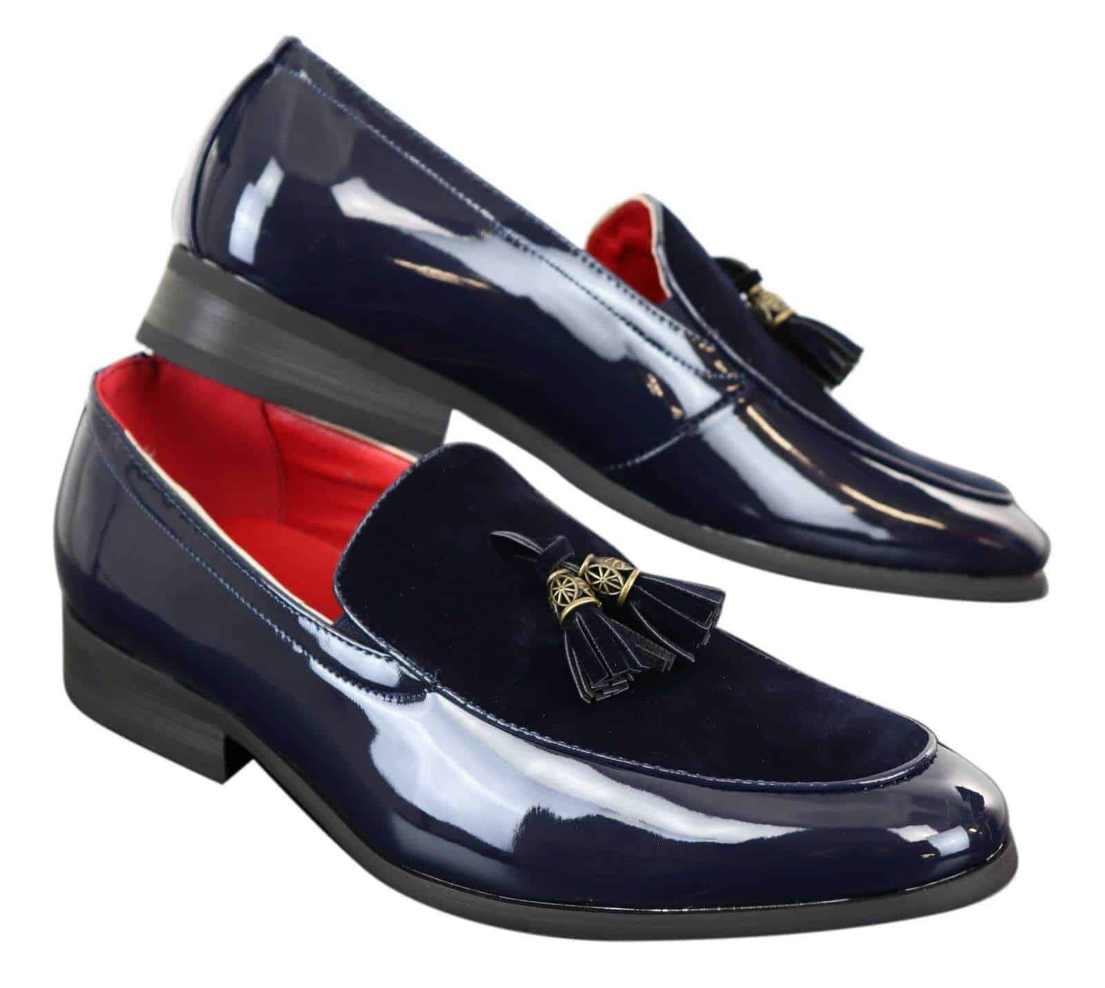 Miesten tekonahkaiset loaferit, joissa on patentti ja mokkanahka