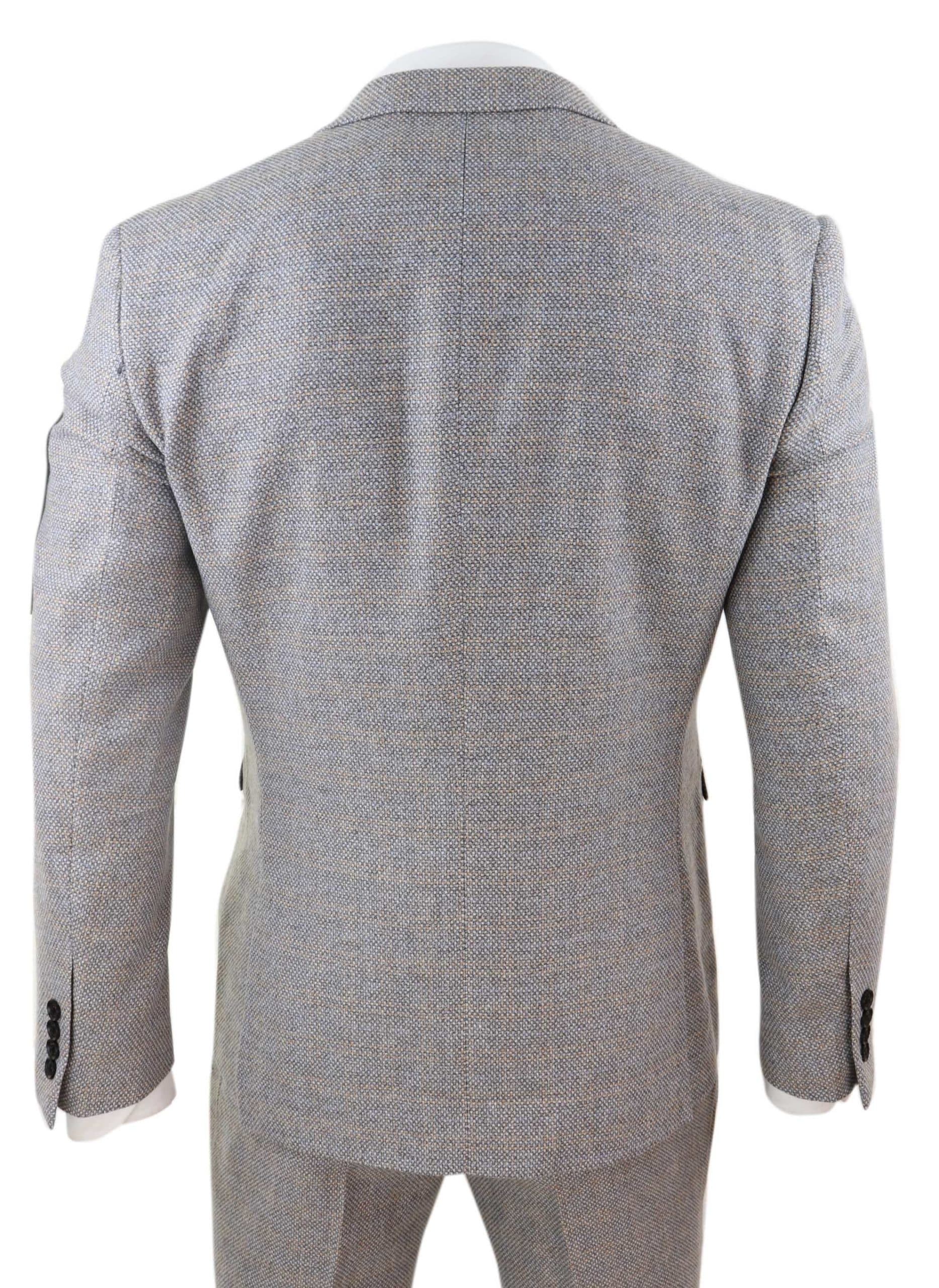 Miesten kolmiosainen tweed-ruutupuku - Kermanvärinen