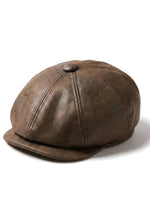 Miesten 8-paneelinen Razor Baker -poikien hattu PU-nahkaisilla blinders-newsboy-lippalakki, ruskea