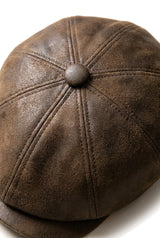 Miesten 8-paneelinen Razor Baker -poikien hattu PU-nahkaisilla blinders-newsboy-lippalakki, ruskea