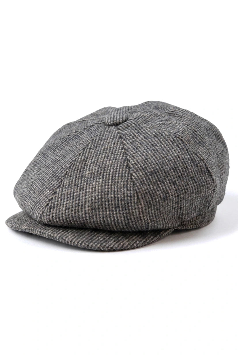 Miesten 8-paneelinen Razor Baker -poikien hattu, villatweediä, Shelby Newsboy -flat cap, harmaa