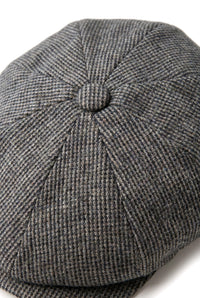 Miesten 8-paneelinen Razor Baker -poikien hattu, villatweediä, Shelby Newsboy -flat cap, harmaa