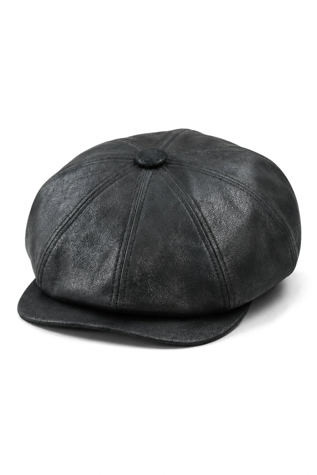Miesten 8-paneelinen Razor Baker -poikien hattu PU-nahkaisilla blinders-newsboy-litteä lippis musta