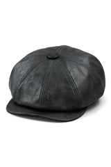 Miesten 8-paneelinen Razor Baker -poikien hattu PU-nahkaisilla blinders-newsboy-litteä lippis musta