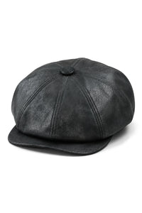 Miesten 8-paneelinen Razor Baker -poikien hattu PU-nahkaisilla blinders-newsboy-litteä lippis musta