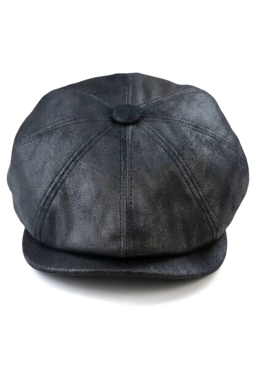 Miesten 8-paneelinen Razor Baker -poikien hattu PU-nahkaisilla blinders-newsboy-litteä lippis musta