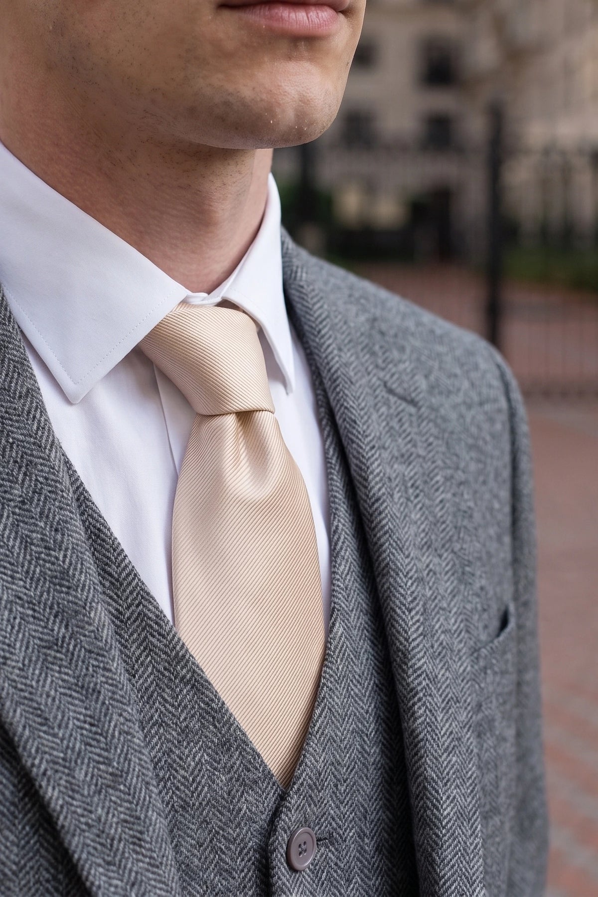 Miesten beige kuviollinen solmio
