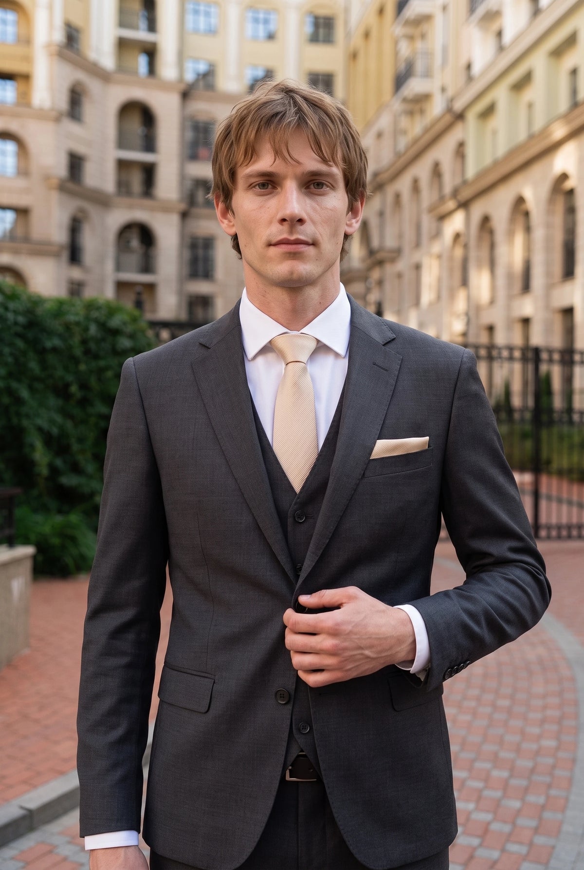 Miesten beige kuviollinen solmio