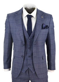 Miesten kolmiosainen puku, klassinen tweed-ruutukuvio, vintage-retro, Peaky Blinders -mittatilaustyönä tehty istuvuus