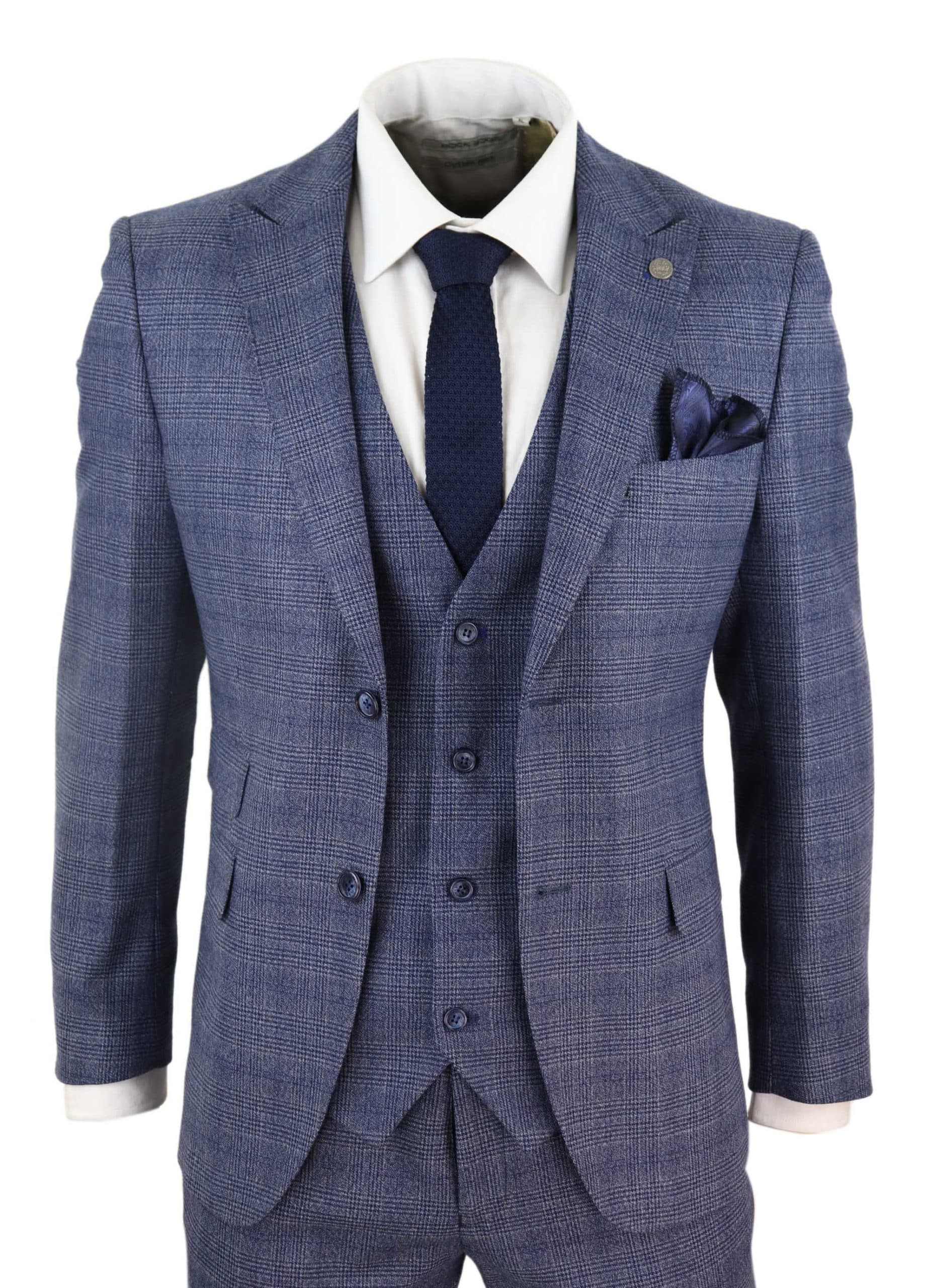 Miesten kolmiosainen puku, klassinen tweed-ruutukuvio, vintage-retro, Peaky Blinders -mittatilaustyönä tehty istuvuus