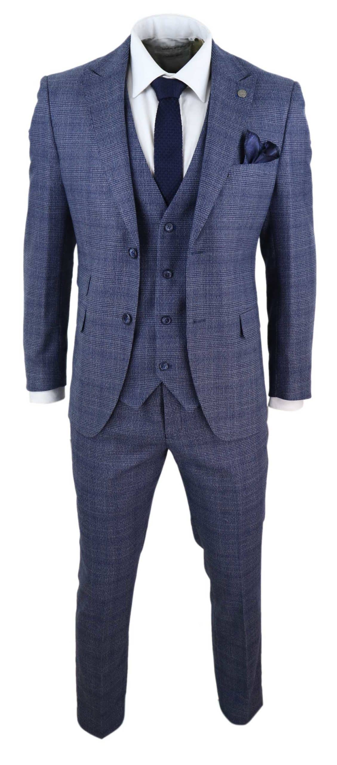 Miesten kolmiosainen puku, klassinen tweed-ruutukuvio, vintage-retro, Peaky Blinders -mittatilaustyönä tehty istuvuus