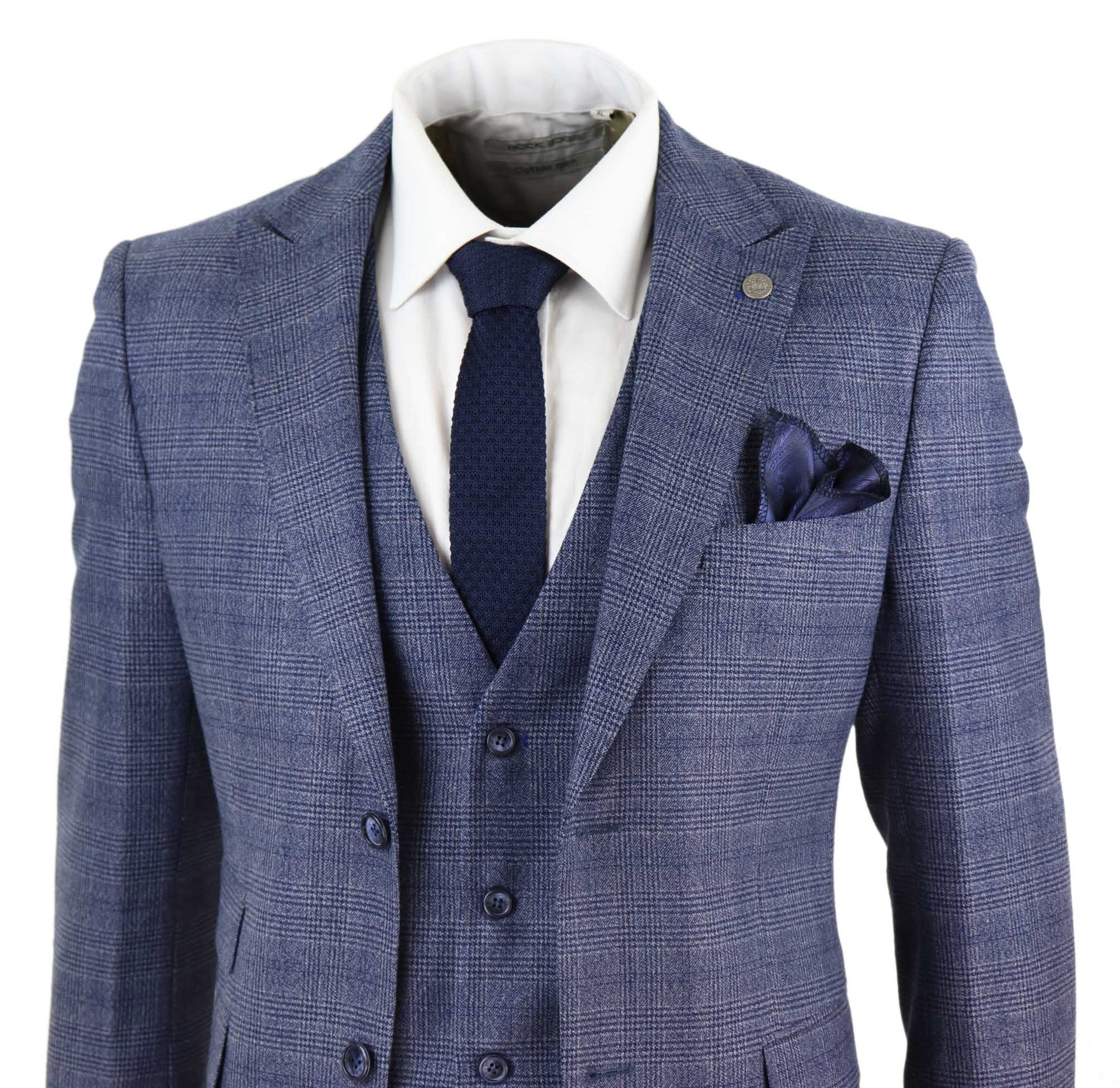 Miesten kolmiosainen puku, klassinen tweed-ruutukuvio, vintage-retro, Peaky Blinders -mittatilaustyönä tehty istuvuus
