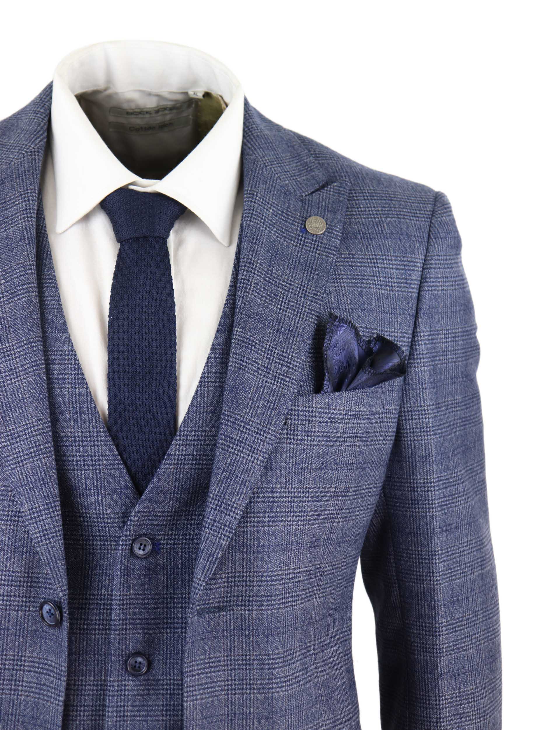 Miesten kolmiosainen puku, klassinen tweed-ruutukuvio, vintage-retro, Peaky Blinders -mittatilaustyönä tehty istuvuus