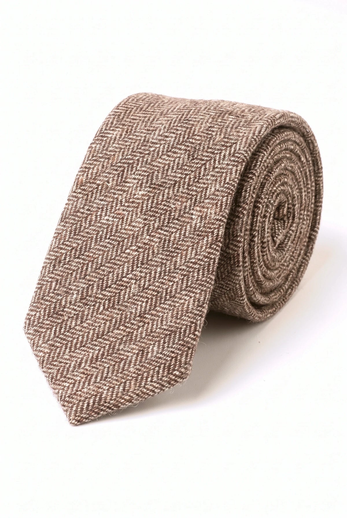 Miesten ruskea tweed-kuvioinen kalanruotokuvioinen ruutusolmio