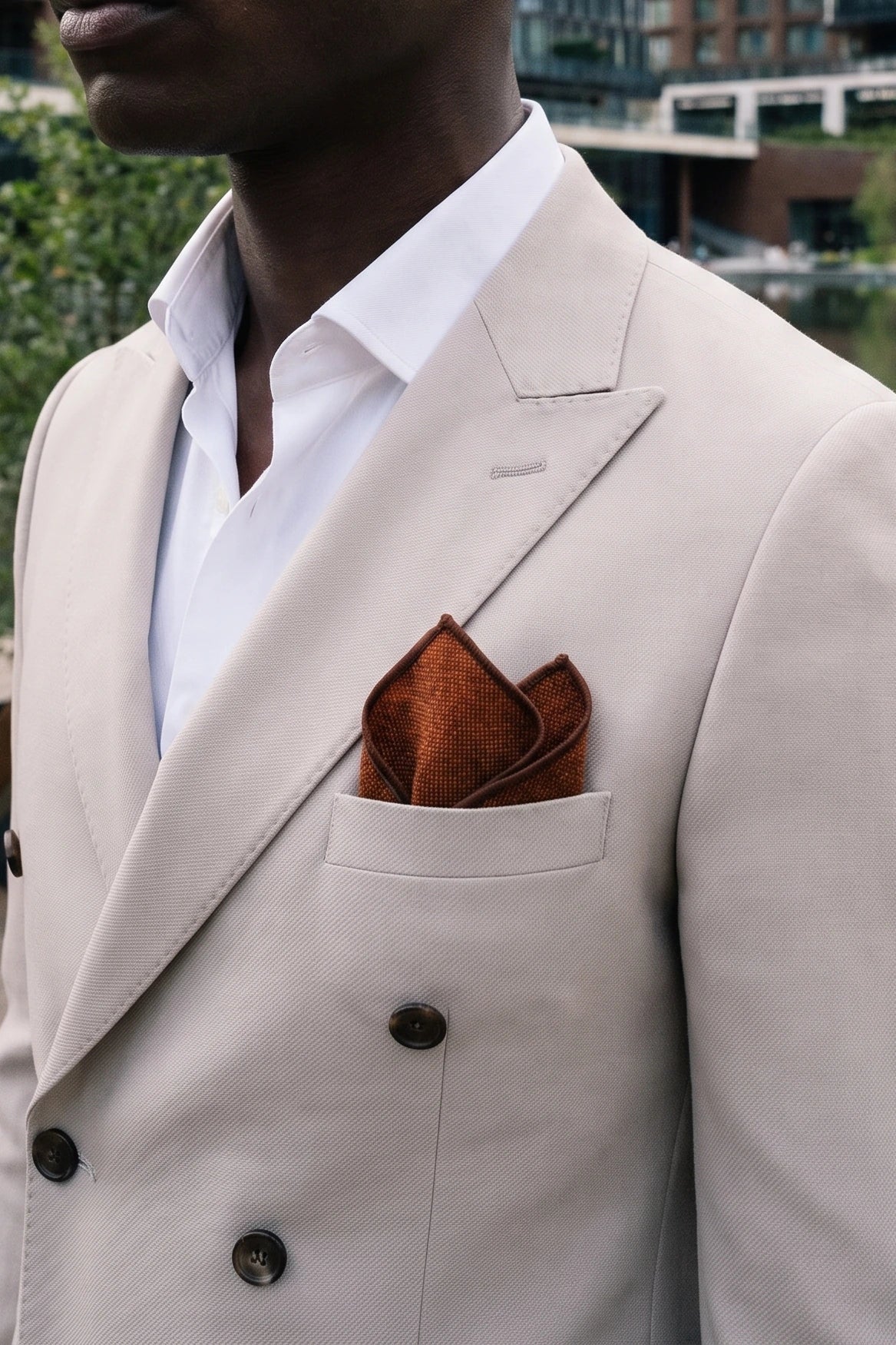 Miesten ruskea tweed-taskuliina