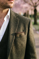 Miesten ruskea tweed-taskuliina