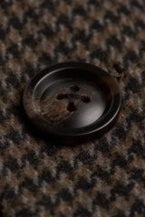 Miesten ruskea villasekoitteinen Houndstooth-tweed-päällystakki