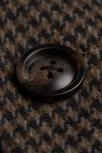 Miesten ruskea villasekoitteinen Houndstooth-tweed-päällystakki
