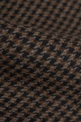 Miesten ruskea villasekoitteinen Houndstooth-tweed-päällystakki