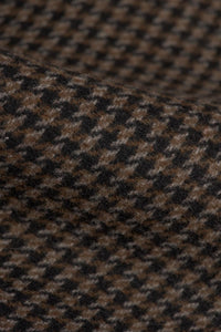 Miesten ruskea villasekoitteinen Houndstooth-tweed-päällystakki