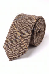 Miesten ruskea villasekoitteinen tweed-solmio
