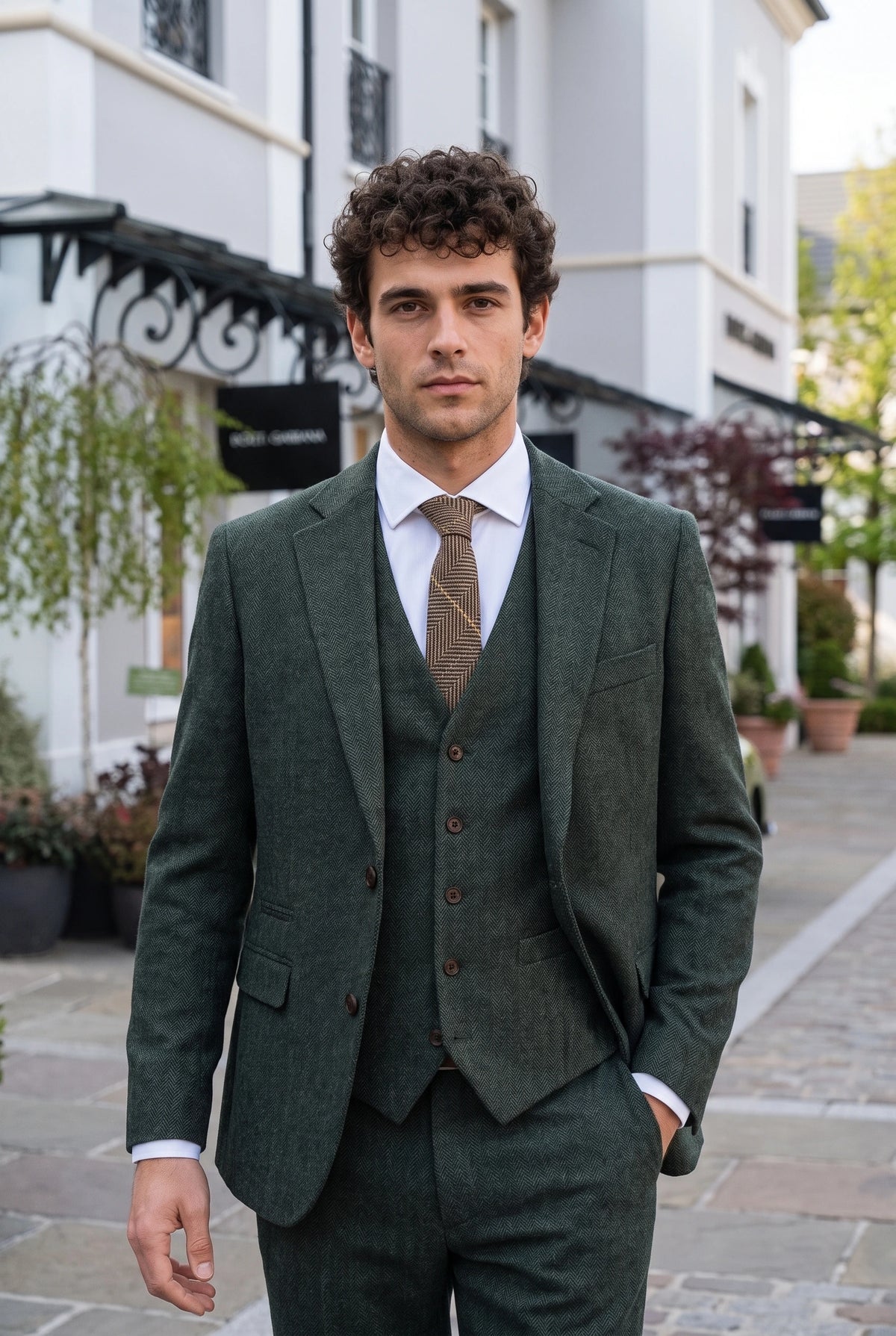 Miesten ruskea villasekoitteinen tweed-solmio
