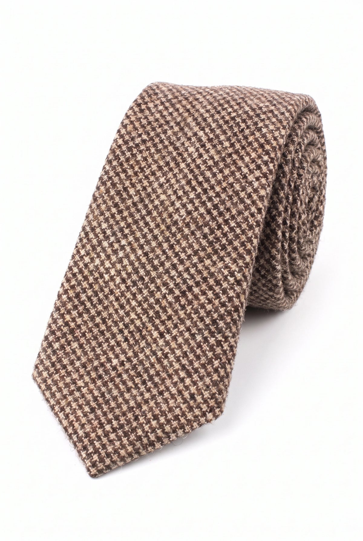 Miesten ruskea villasekoitteinen tweed-solmio