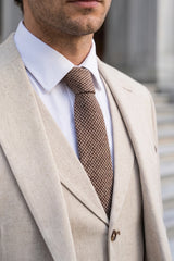Miesten ruskea villasekoitteinen tweed-solmio