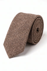 Miesten ruskea villasekoitteinen tweed-solmio