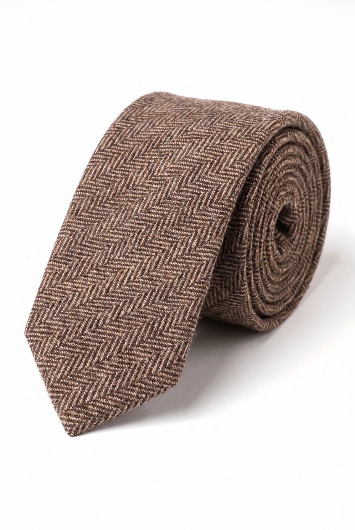 Miesten ruskea villasekoitteinen tweed-solmio