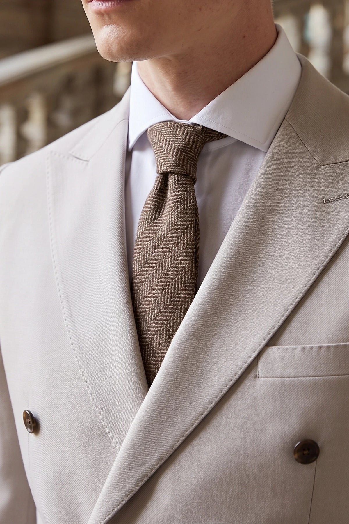 Miesten ruskea villasekoitteinen tweed-solmio
