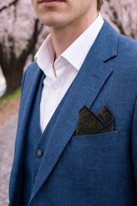 Miesten hiilenharmaa tweed-villasekoitteinen taskuliina