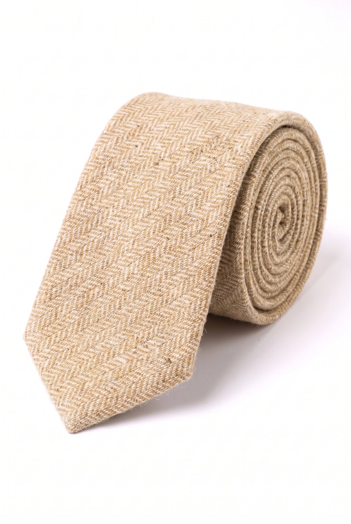 Miesten kermanvärinen villasekoitteinen tweed-solmio